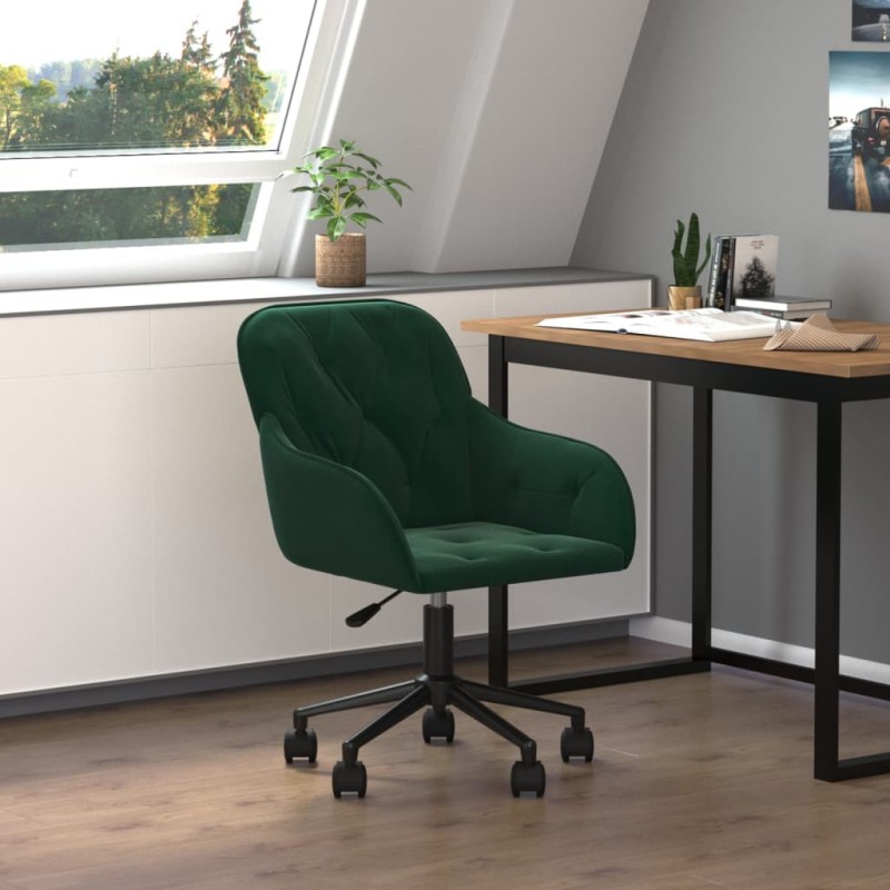 vidaXL Silla de oficina giratoria de terciopelo verde oscuro vidaXL Silla de oficina giratoria de terciopelo verde oscuro