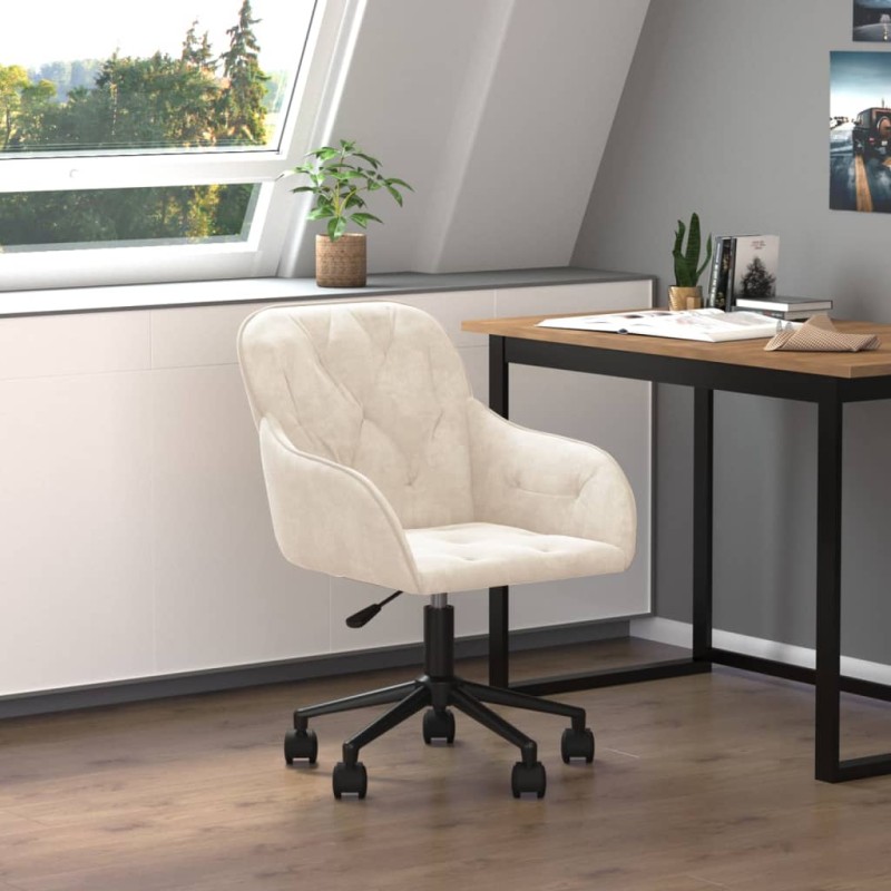 vidaXL Silla de oficina giratoria de terciopelo color crema vidaXL Silla de oficina giratoria de terciopelo color crema