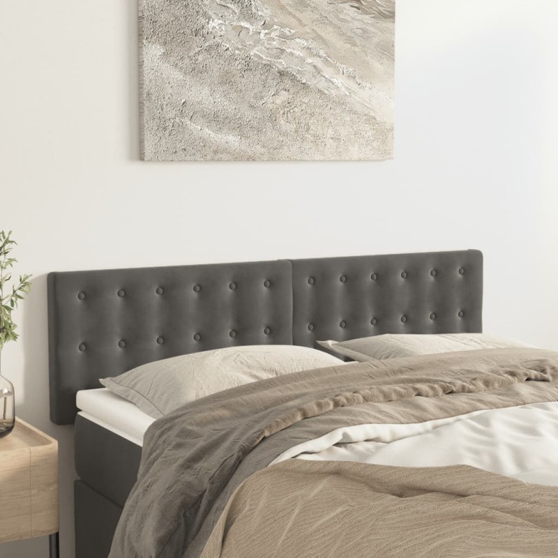 vidaXL Cabeceros 2 unidades terciopelo gris oscuro 72x5x78/88 cm vidaXL Cabeceros 2 unidades terciopelo gris oscuro 72x5x78/88 cm