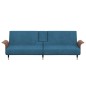 vidaXL Sofá cama con portavasos terciopelo azul vidaXL Sofá cama con portavasos terciopelo azul