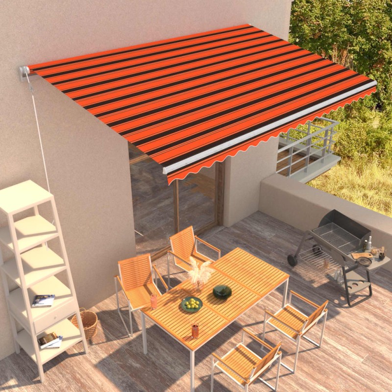 vidaXL Toldo retráctil automático naranja y marrón 500x300 cm vidaXL Toldo retráctil automático naranja y marrón 500x300 cm