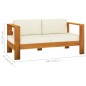vidaXL Muebles de jardín 5 pzas cojines blanco crema madera de acacia vidaXL Muebles de jardín 5 pzas cojines blanco crema madera de acacia