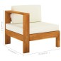 vidaXL Muebles de jardín 5 pzas cojines blanco crema madera de acacia vidaXL Muebles de jardín 5 pzas cojines blanco crema madera de acacia