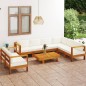 vidaXL Muebles de jardín 8 pzas cojines blanco crema madera de acacia 