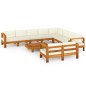 vidaXL Muebles de jardín 10 pzas cojines crema madera de acacia vidaXL Muebles de jardín 10 pzas cojines crema madera de acacia