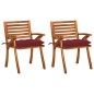 vidaXL Sillas de comedor jardín con cojines 2 uds madera maciza acacia vidaXL Sillas de comedor jardín con cojines 2 uds madera maciza acacia