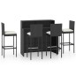 vidaXL Juego de muebles de bar de jardín de 5 piezas y cojines negro vidaXL Juego de muebles de bar de jardín de 5 piezas y cojines negro