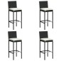 vidaXL Juego de muebles de bar de jardín de 5 piezas y cojines negro vidaXL Juego de muebles de bar de jardín de 5 piezas y cojines negro