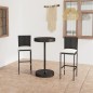 vidaXL Set muebles bar jardín 3 piezas y cojines ratán sintético negro