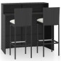 vidaXL Set muebles de bar para jardín 3 piezas y cojines negro