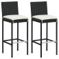 vidaXL Set muebles de bar para jardín 3 piezas y cojines negro