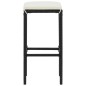 vidaXL Set de muebles de bar jardín 3 piezas y cojines ratán PE negro