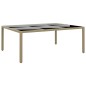 vidaXL Mesa jardín vidrio templado ratán sintético beige 200x150x75 cm