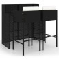 vidaXL Set muebles bar jardín 3 piezas y cojines ratán sintético negro vidaXL Set muebles bar jardín 3 piezas y cojines ratán sintético negro