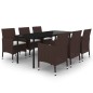 vidaXL Set comedor de jardín 7 pzas y cojines ratán sintético y vidrio vidaXL Set comedor de jardín 7 pzas y cojines ratán sintético y vidrio