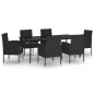 vidaXL Juego de comedor para jardín 7 piezas negro vidaXL Juego de comedor para jardín 7 piezas negro