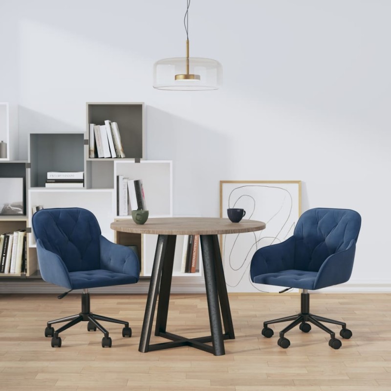 vidaXL Sillas de comedor giratorias 2 uds terciopelo azul vidaXL Sillas de comedor giratorias 2 uds terciopelo azul