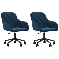 vidaXL Sillas de comedor giratorias 2 uds terciopelo azul