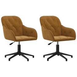 vidaXL Sillas de comedor giratorias 2 unidades terciopelo marrón