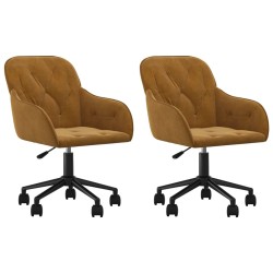 vidaXL Sillas de comedor giratorias 2 unidades terciopelo marrón
