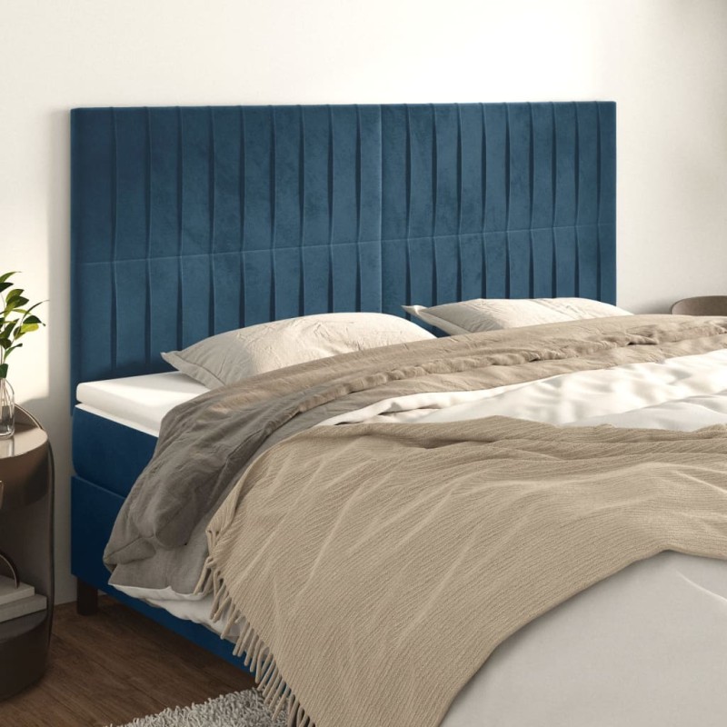vidaXL Cabeceros 4 unidades de terciopelo azul oscuro 90x5x78/88 cm vidaXL Cabeceros 4 unidades de terciopelo azul oscuro 90x5x78/88 cm