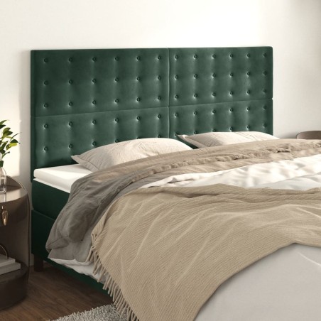 vidaXL Cabeceros 4 unidades de terciopelo verde oscuro 80x5x78/88 cm