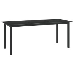vidaXL Mesa de jardín de aluminio y vidrio negro 190x90x74cm 