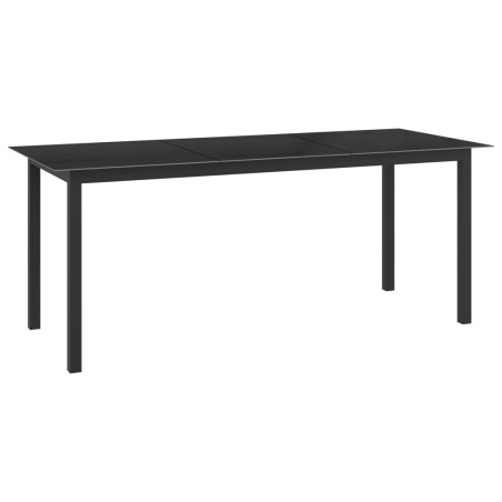 vidaXL Mesa de jardín de aluminio y vidrio negro 190x90x74cm 