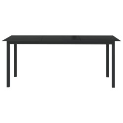 vidaXL Mesa de jardín de aluminio y vidrio negro 190x90x74cm 