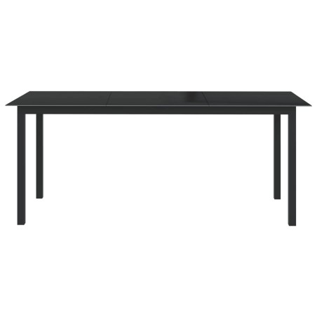 vidaXL Mesa de jardín de aluminio y vidrio negro 190x90x74cm 