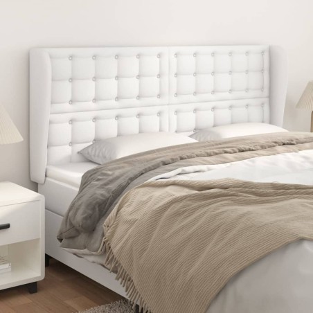 vidaXL Cabecero con orejas de cuero sintético blanco 163x23x118/128 cm