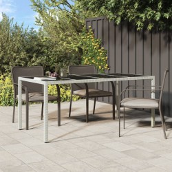 vidaXL Mesa jardín vidrio templado ratán sintético blanco 190x90x75 cm