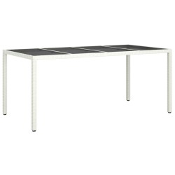 vidaXL Mesa jardín vidrio templado ratán sintético blanco 190x90x75 cm