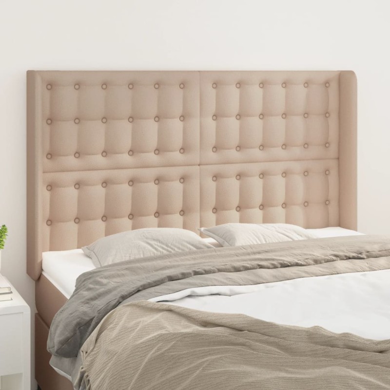 vidaXL Cabecero con orejas cuero sintético capuchino 147x16x118/128 cm vidaXL Cabecero con orejas cuero sintético capuchino 147x16x118/128 cm