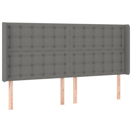 vidaXL Cabecero con orejas de tela gris oscuro 203x16x118/128 cm
