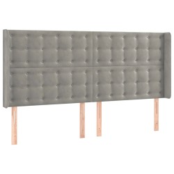 vidaXL Cabecero con orejas de terciopelo gris claro 163x16x118/128 cm