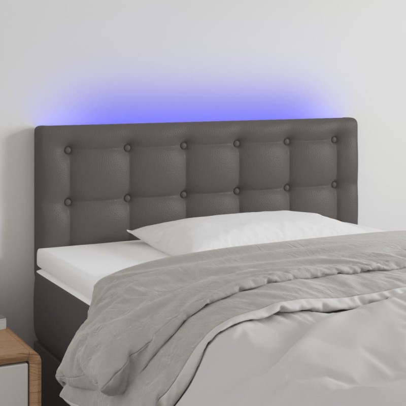 vidaXL Cabecero con LED cuero sintético gris 100x5x78/88 cm vidaXL Cabecero con LED cuero sintético gris 100x5x78/88 cm