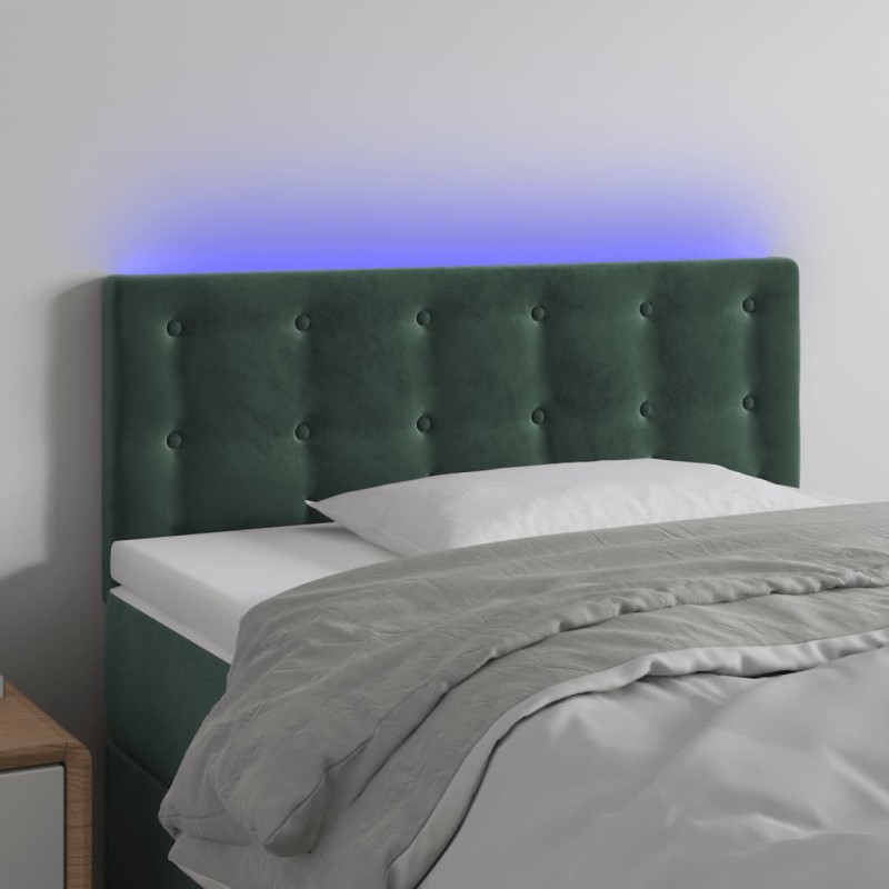 vidaXL Cabecero con LED de terciopelo verde oscuro 100x5x78/88 cm vidaXL Cabecero con LED de terciopelo verde oscuro 100x5x78/88 cm