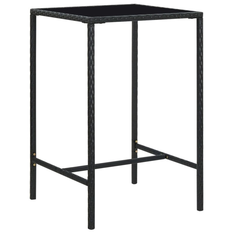 vidaXL Mesa alta de jardín ratán sintético y vidrio negro 70x70x110 cm vidaXL Mesa alta de jardín ratán sintético y vidrio negro 70x70x110 cm