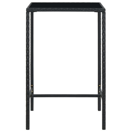 vidaXL Mesa alta de jardín ratán sintético y vidrio negro 70x70x110 cm