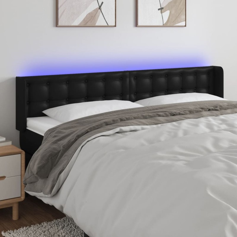 vidaXL Cabecero con LED cuero sintético negro 163x16x78/88 cm vidaXL Cabecero con LED cuero sintético negro 163x16x78/88 cm