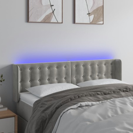 vidaXL Cabecero con LED de terciopelo gris claro 147x16x78/88 cm