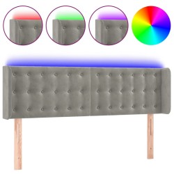 vidaXL Cabecero con LED de terciopelo gris claro 147x16x78/88 cm