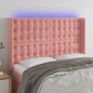 vidaXL Cabecero con LED de terciopelo rosa 147x16x118/128 cm