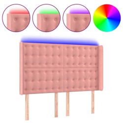 vidaXL Cabecero con LED de terciopelo rosa 147x16x118/128 cm