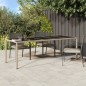 vidaXL Mesa de jardín de vidrio templado ratán PE beige 250x100x75 cm
