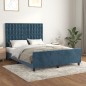 vidaXL Estructura cama con cabecero terciopelo azul oscuro 140x190 cm vidaXL Estructura cama con cabecero terciopelo azul oscuro 140x190 cm
