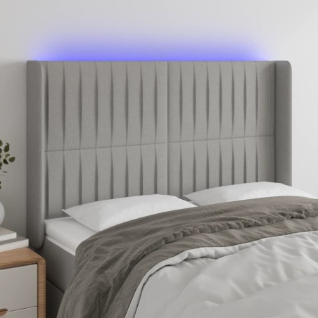 vidaXL Cabecero con LED de tela gris claro 147x16x118/128 cm