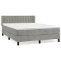 vidaXL Cama box spring con colchón terciopelo gris claro 140x190 cm vidaXL Cama box spring con colchón terciopelo gris claro 140x190 cm