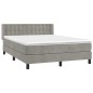 vidaXL Cama box spring con colchón terciopelo gris claro 140x190 cm vidaXL Cama box spring con colchón terciopelo gris claro 140x190 cm